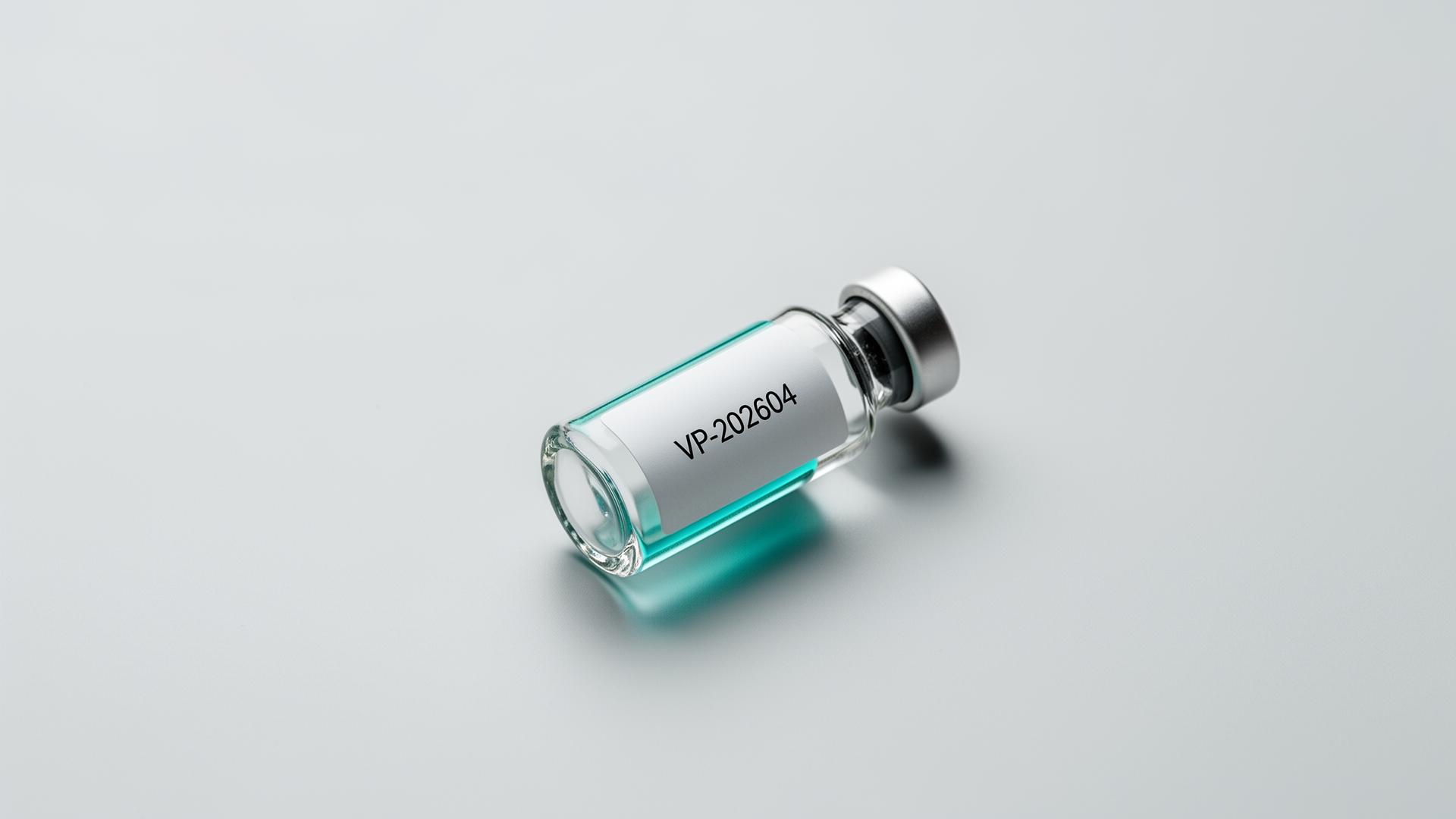 Vial de péptido VitalPeptides sobre fondo claro